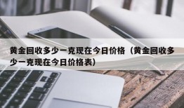 黄金回收多少一克现在今日价格（黄金回收多少一克现在今日价格表）