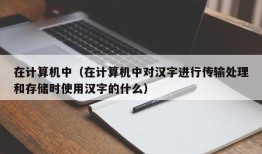 在计算机中（在计算机中对汉字进行传输处理和存储时使用汉字的什么）